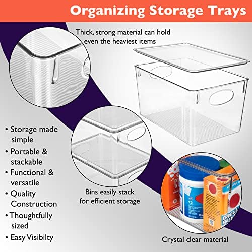 CLEARSPACE Plastic Storage Bins With lids – Perfect Kitchen Fridge Organizer, Pantry Organization, Cabinet Organizers (8