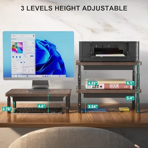 WALI Computer Monitor Stand with Storage, Monitor Riser 3 Height Adjustable