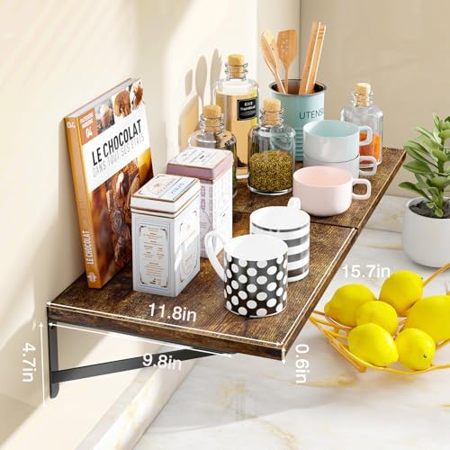 Fixwal 2pcs 11.8 in Deep Floating Shelves for Wall (Brown, 15.7" L)