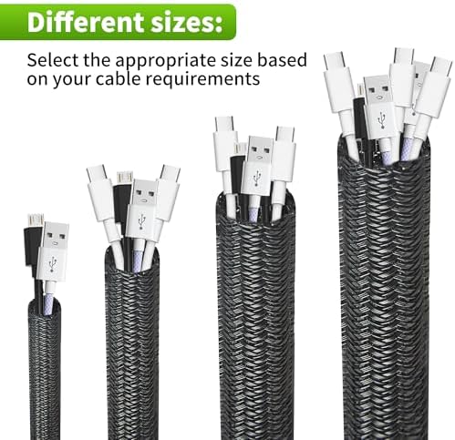 Split Wire Loom 3/8 Inch 25ft, Braided Cable Sleeve for Cable Management, Cord Protector for Pets, TV, Desk & Automotive