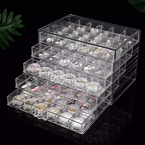 HOKY 120 Grids Transparent Acrylic Nail Display Organizer Makeup Jewelry Nail Art Cosmetic Display Rack Drawer Boxes Org