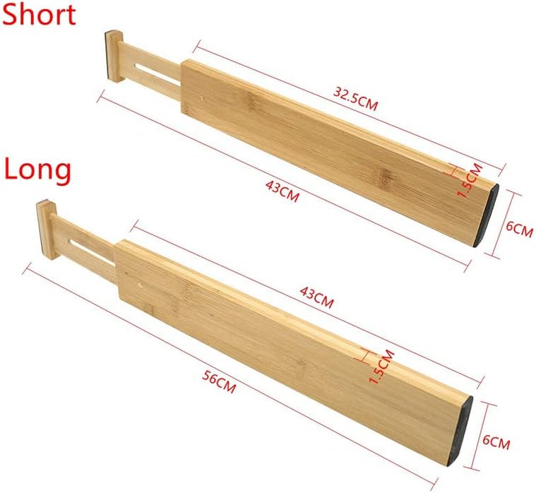 VIGAN 2/4PCS Adjustable Bamboo Drawer Dividers Bedroom Kitchen Drawer Storage Expandable Drawer Dividers For Cupboard Ca