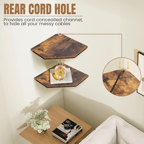 Fun Memories Corner Shelf Wall Mount, Floating Corner Shelves, Set of 2 Corner Wall Shelf Organizer, Rustic Wood Wall St