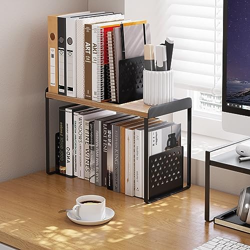 Mitus Stacking Wood Shelf Organizer, Counter Cabinet Storage Rack, 12 inch