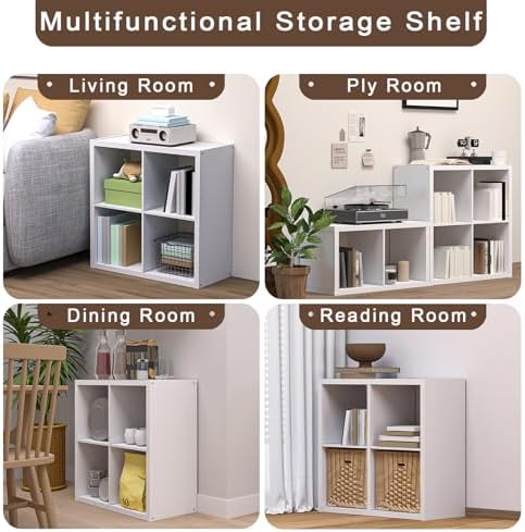CTESNE【Wooden Thick Frame】 6 Cube Storage Organizer Shelf with Anti-Tipping Kits + Reversible Open Back Bookcase, Horizo