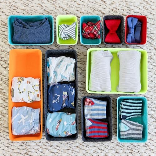Three by Three Seattle Recycled Felt Storage Bins, Set of 10 (Multicolor)