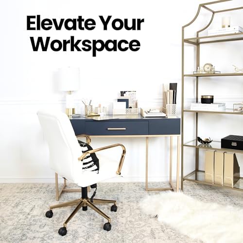 BLU MONACO | Gold Desk Organizer Set with Mail Sorter, Sticky Note Holder, Pen Cup, Magazine Holder, Letter Tray & Business Card Holder | Stylish Desk Accessories for Women & Home Office Décor