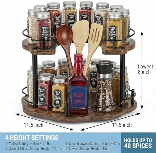 12 Inch Wood Lazy Susan Organizer Spice Rack