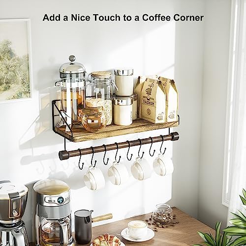 Alsonerbay Floating Shelf for Wall with Wooden Towel Bar, Carbonized Black