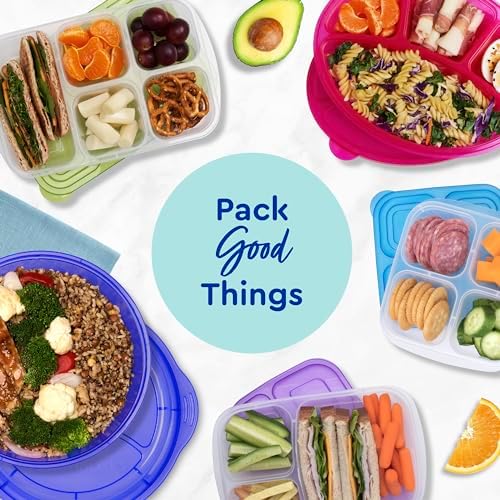 Bentgo Easyboxes 4-Compartment Snack Containers - 4 Trays & 4 Custom-Fit Lids to Seal in Freshness Reusable Food Storage & Meal Prep Bento BPA-Free Containers (Jewel Brights 10-Pack)