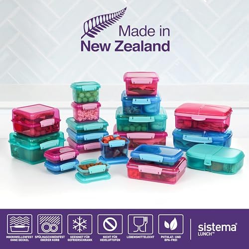 Sistema Lunch Collection Food Storage Containers, 6.7 oz./0.2 L, Pink/Green/Blue, 3 Count