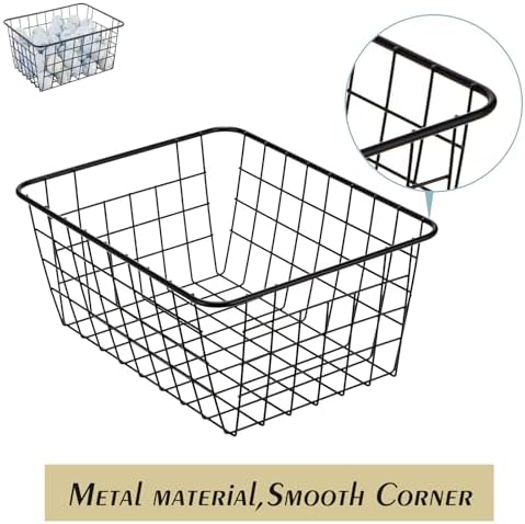JUNCHU CHERRY Wire Kitchen Storage Basket 4 Packs,Perfect Pantry Organization Accessories Basket,Laundry Baskets,Counter