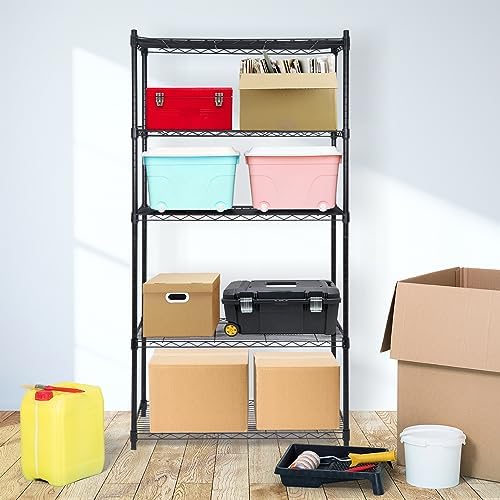 ZENY Wire Shelving Unit, 5-Shelf Adjustable Metal Shelf Organizer, Heavy Duty Wire Rack Storage Shelving Unit for Restau