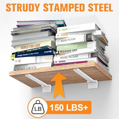 White Floating Shelf Brackets 12 inch 6 Pack L Brackets for Floating Shelves Metal Heavy Duty Shelf Bracket for DIY Shel