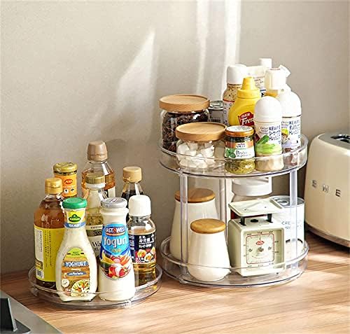 2 Tier Clear Lazy Susan Organizer, 360 Degree Rotating Round Lazy Susan Turntable 9" Non-Skid Rotating Organization Stor