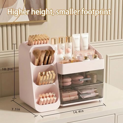 Large Capacity Makeup Organizer Countertop with Makeup Brush Holder for Vanity, Thickened Material, Bathroom Countertop 