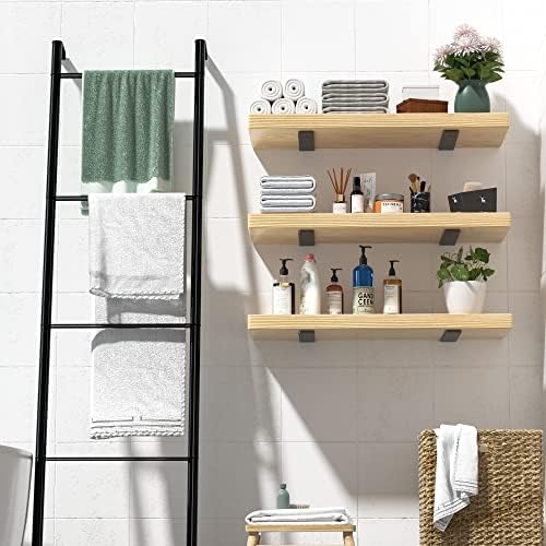 Floating Shelf Brackets 10 Inch 6 Pack, Hidden L Brackets for Shelves Black