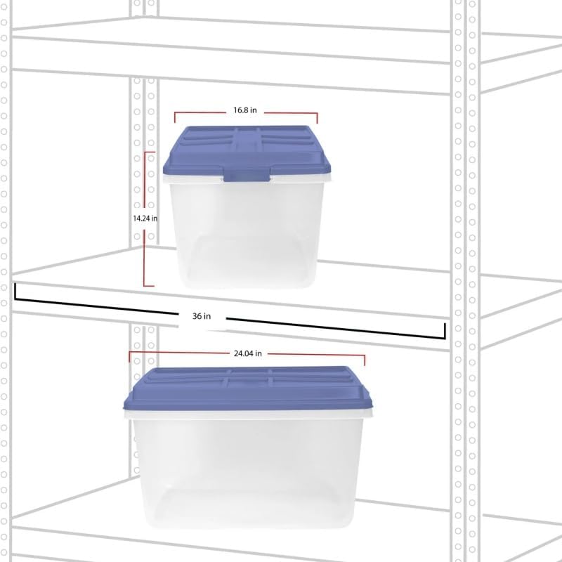 72 Qt Clear Plastic Storage Bin with Latch Lid, Heavy Duty Stackable Tote