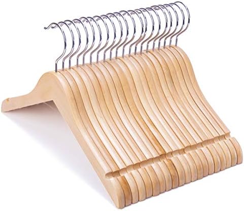 Nature Smile Juniors Preteen Older Children Wooden Coat Hangers 14 Inches Wood Dress Shirt Jacket Hangers with Anti-Rust