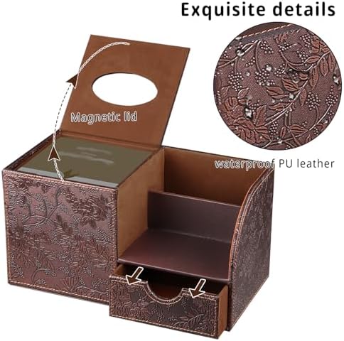 Tissue Box Cover with Drawer Organizer and Storage Tray,Cube Tissue Holder