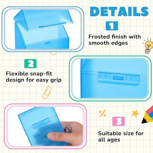 Clabby 2 Pcs Clear Plastic Crayon Boxes Hold 24 Count, Blue
