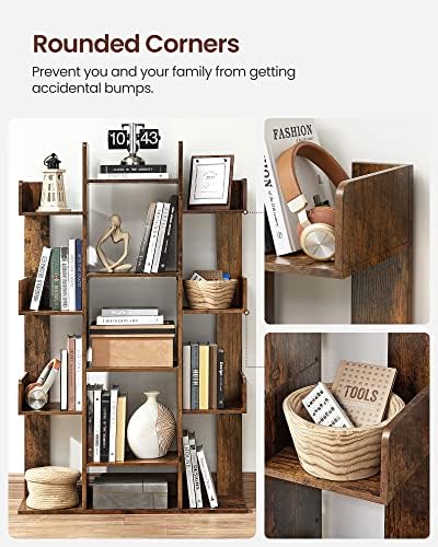 VASAGLE Bookshelf with 13 Storage Shelves, 9.8 x 33.9 x 55.1 Inches