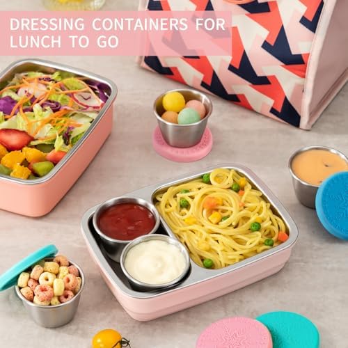 Freshmage 6-Pack 2.4oz Stainless Steel Dressing Container with Silicone Lid