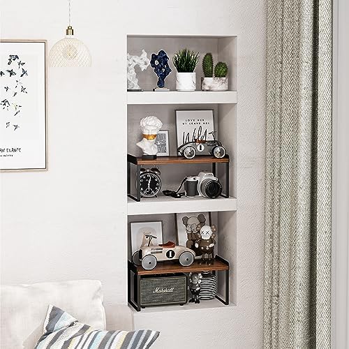 Mitus Stacking Wood Shelf Organizer, Counter Cabinet Storage Rack, 12 inch