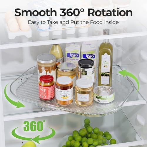 LAMU Lazy Susan Turntable Organizer for Refrigerator Organizers and Storage Fridge Organization, Condiment Organizer for