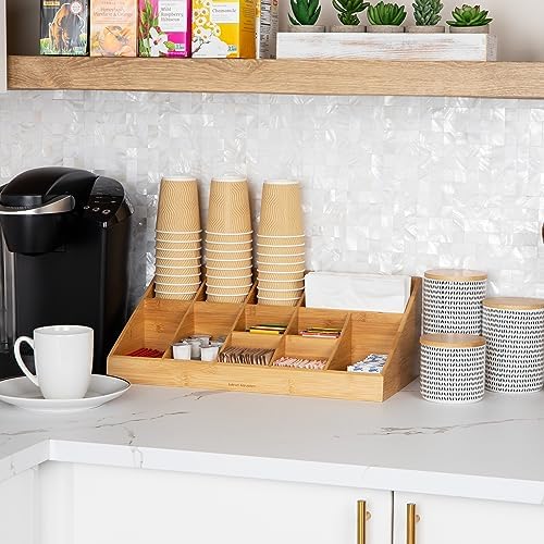 Mind Reader Cup and Condiment Station, Countertop Org, Coffee Bar, Rayon from Bamboo Cup, 18.125"L x 9.5"W x 6.5"H, Brow