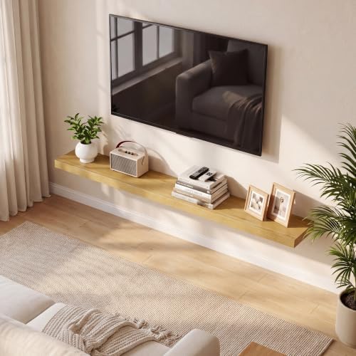 Fun Memories 60 Inch Fireplace Mantel Set of 2, Long Floating Shelf for Bedroom|Living Room, Wall Mounted Farmhouse Disp