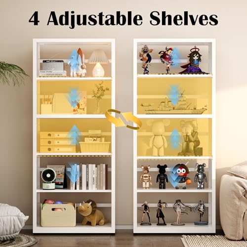 SteeLoong 5 Tier Bookcase,Metal Bookshelf with Adjustable Feet & Shelves