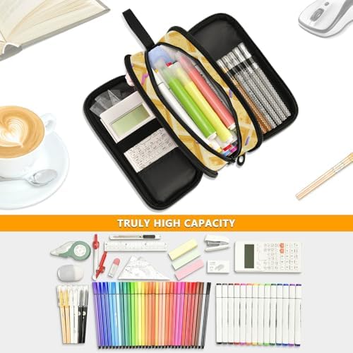 Wfrish Pencil Case Big Capacity for Girl Boy Ice Cream Cone Blue Glaze Student Pencil bag Pen Pouch Large Stationery 3 Compartments Zippers Organizer School College Office Teens Adults