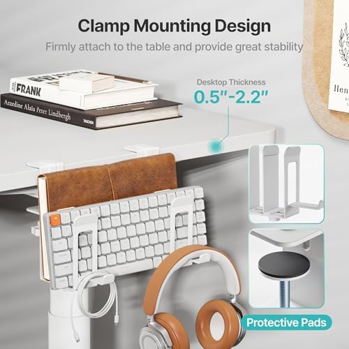 PEGZONE Laptop Stand Vertical, 2-Slot Under Desk Laptop Holder, White
