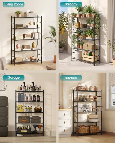 SONGMICS 5-Tier Storage Shelves, Adjustable Metal Wire Shelving Unit