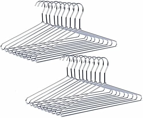 Amber Home 20 Pack Heavy Duty Metal Coat Hangers, Smooth Chrome Hangers