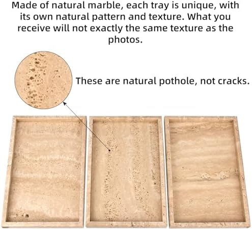 Marble Bathroom Vanity Tray, Travertine, 12"x 8" x1.2"