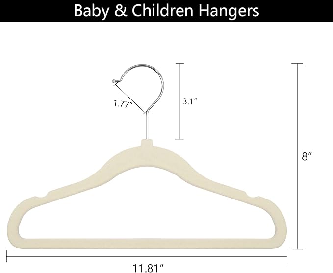GoodtoU Kids Velvet Hangers Baby Hangers for Closet 20 Pack Non Slip Childrens Infant Hanger Beige