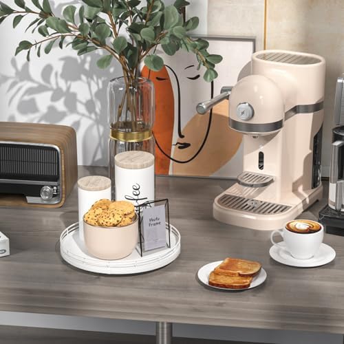 Oroyutor 10-Inch Oak Lazy Susan Spice Organizer, White Finish