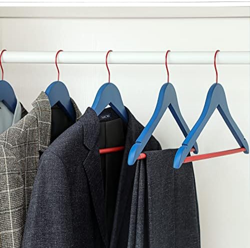 TOPIA HANGER Premium Wooden Hangers 16 Pack Blue/Red Heavy Coat Hanger