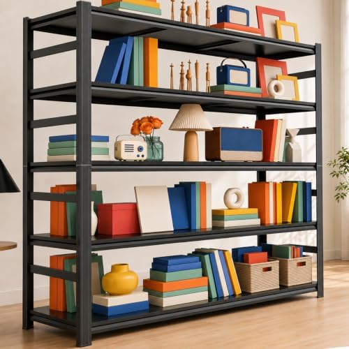 Metal Bookshelf Adjustable Bolt-Free Bookcase Heavy Duty Book Shelf 2000LBS