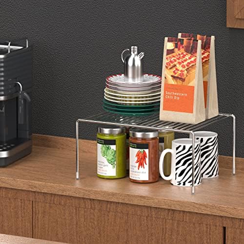 Kitchen Cabinet Shelf Organizer Set of 4, Medium (13 x 9.4 inch) Metal Wire Pantry Storage Shelves, Dish Plate Racks for