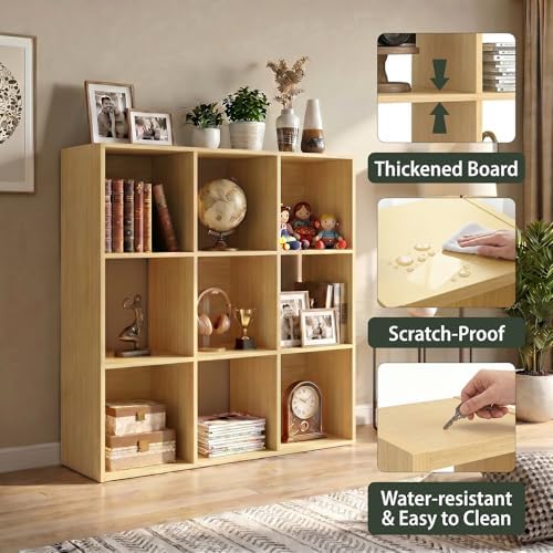 WannabeMyself【Easy Assembly】 9 Cube Storage Organizer with Anti-Tipping Kits,Reversible Open Back Book Shelf, Bookcase f
