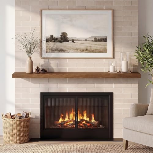 Fun Memories 60 Inch Fireplace Mantel Set of 2, Long Floating Shelf for Bedroom|Living Room, Wall Mounted Farmhouse Disp