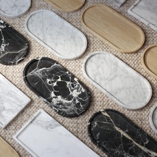 Natural Black Marble Bathroom Tray, 12 x 6 in, Vanity Tray
