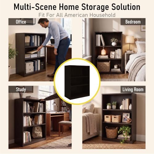 WannabeMyself【Easy Assembly】 Open Display 3-Tier Bookshelf,Storage Organizer,Bookcase for Living Room, Bedroom, Home Off