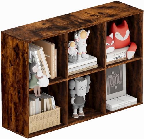 Book Shelf, Wooden Cube Storage Organizer with 11" Open Cubes, Stackable Bookcase for Room Divider Storage, 2 Tier Books