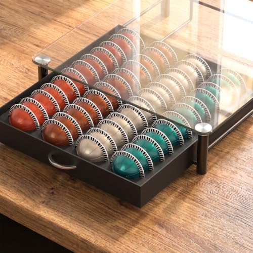 Deco Brothers Tempered Glass Vertuo Pod Holder, Fits 24 Large/48 Small Pods