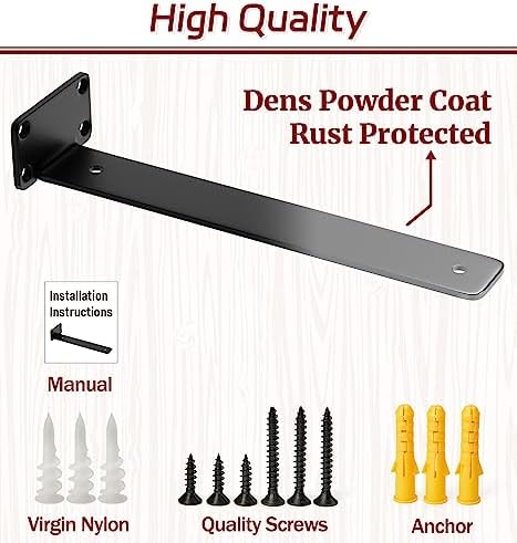 12 Inch Shelf Brackets, 10 Pack Floating Shelf Bracket, 1/5" Thick