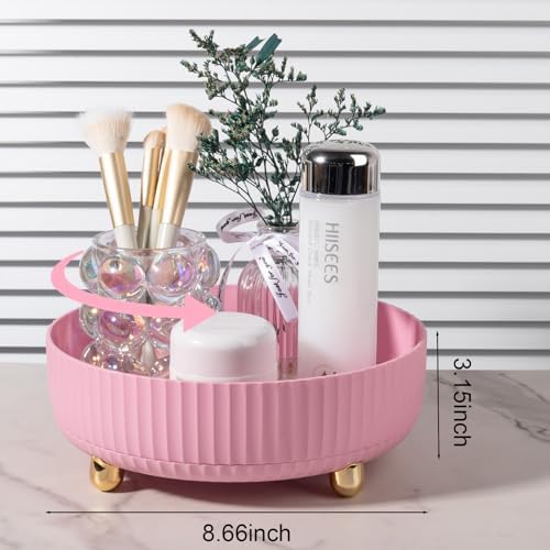 360 Rotating Makeup Perfume Organizer Skincare Tray, Small Pink